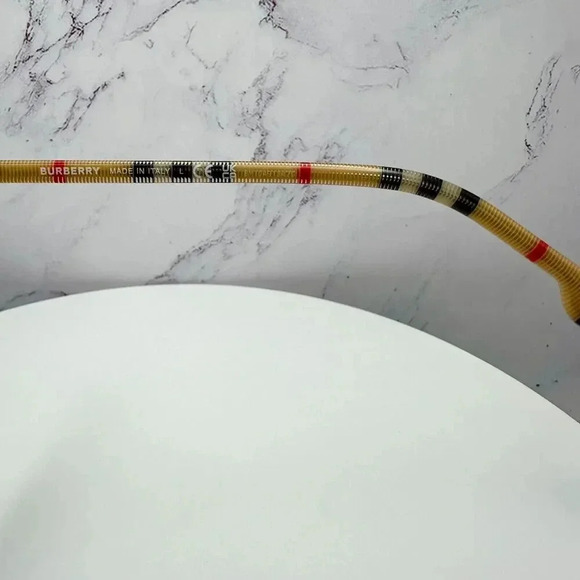 Burberry Sunglasses Black Square Cat Eye Checkered Arm Italy Authentic 54-20-140 - Picture 8 of 16